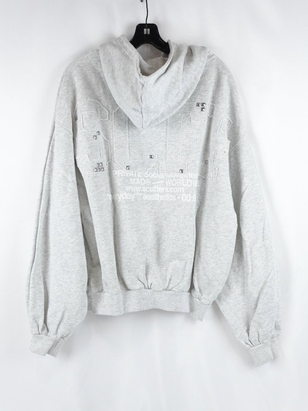 Scuffers Worldwide Gray Melange & Metal Stud Cotton Hoodie - Size Large - NWT